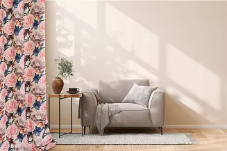 Zasłona gotowa na taśmie Rose Light 140x270 welurowa kremowa róże