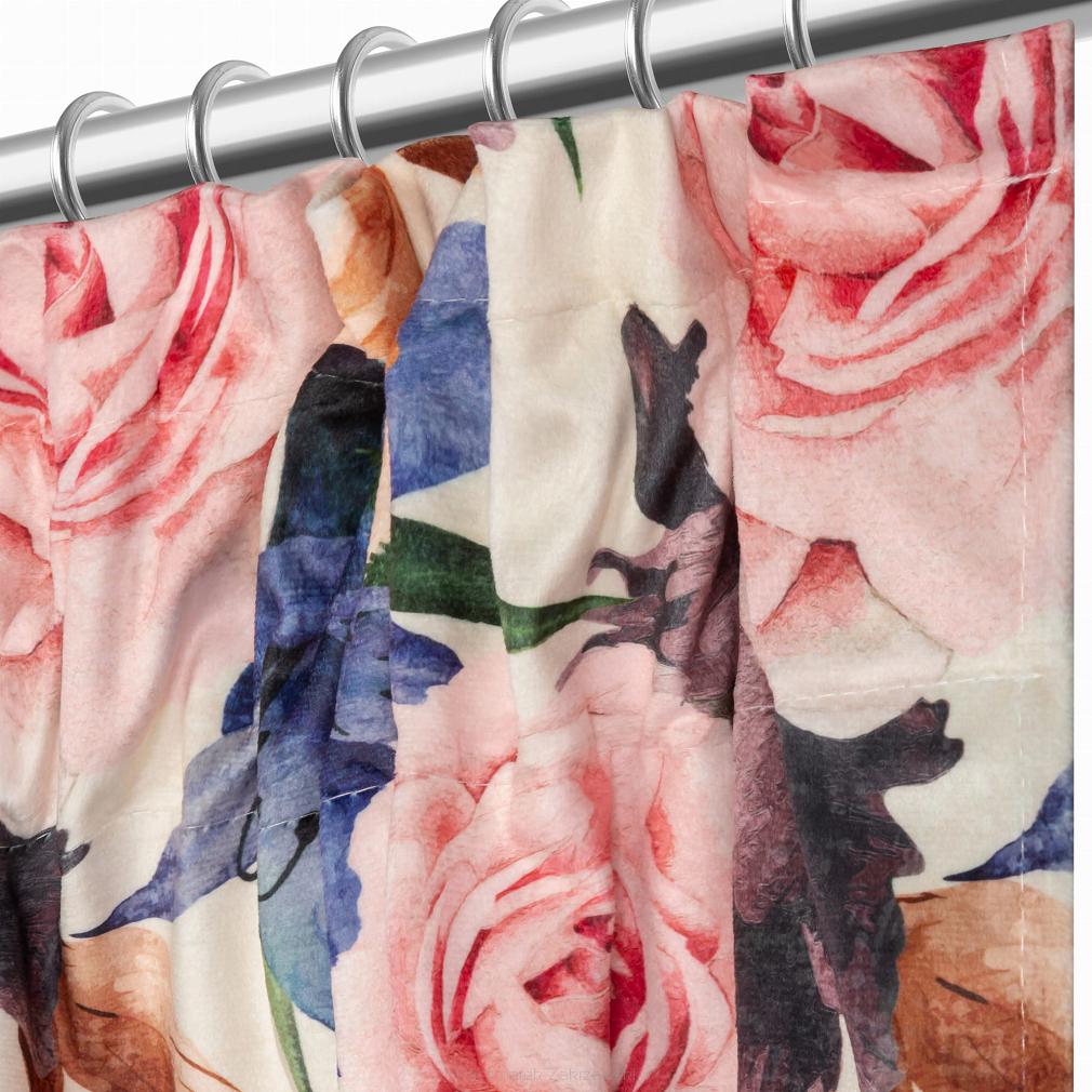Zasłona gotowa na taśmie Rose Light 140x270 welurowa kremowa róże