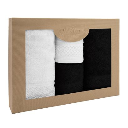 Komplet ręczników 4 częściowy Solano Darymex Biały + Czarny
