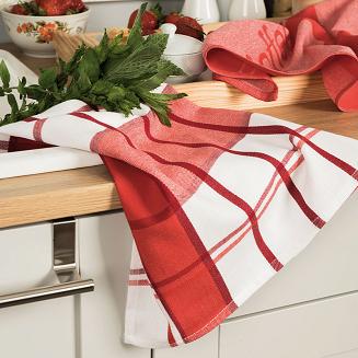 Ścierka kuchenna bawełna egipska KRATI 50x70 kratka biała czerwona