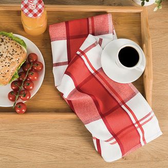Ścierka kuchenna bawełna egipska KRATI 50x70 kratka biała czerwona