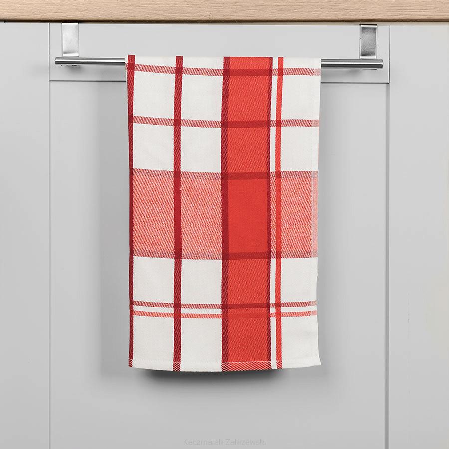 Ścierka kuchenna bawełna egipska KRATI 50x70 kratka biała czerwona