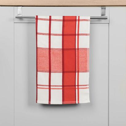 Ścierka kuchenna bawełna egipska KRATI 50x70 kratka biała czerwona