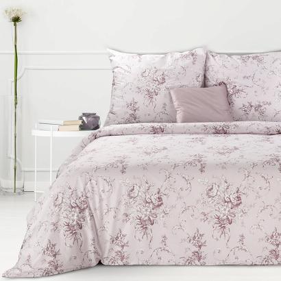Pościel bawełniana Classic Deluxe SARA 140x200 Eurofirany jasnoróżowa róże kwiaty