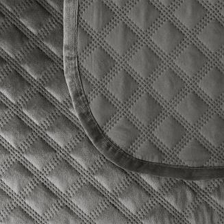Narzuta dekoracyjna VELVI 70x160 pikowana w geometryczny wzór antracytowa