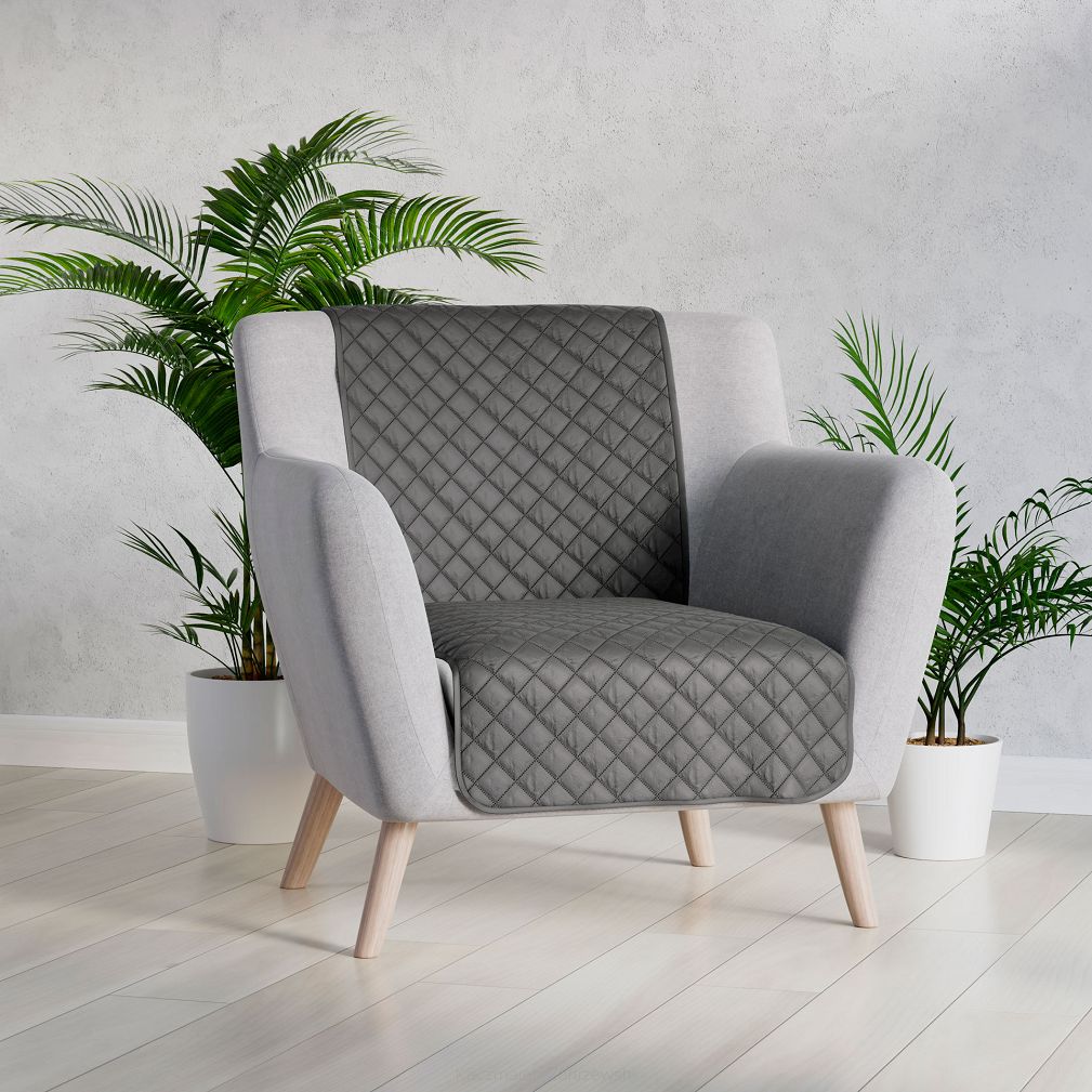 Narzuta dekoracyjna VELVI 70x160 pikowana w geometryczny wzór antracytowa