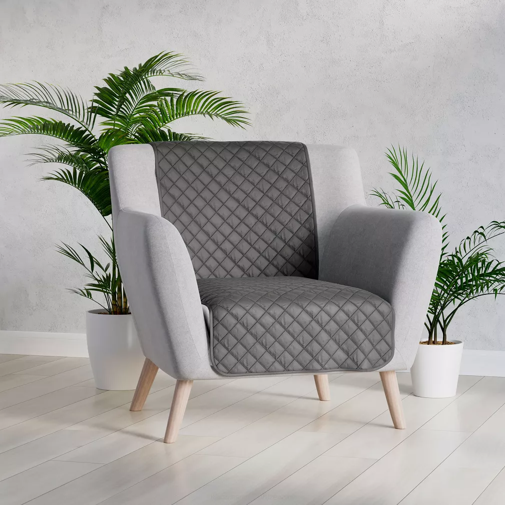 Narzuta dekoracyjna VELVI 70x160 pikowana w geometryczny wzór antracytowa