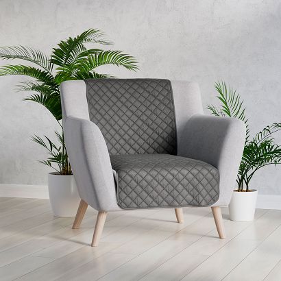 Narzuta dekoracyjna VELVI 70x160 pikowana w geometryczny wzór antracytowa