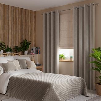 Narzuta dekoracyjna VELVI 220x240 pikowana w geometryczny wzór szarobeżowa