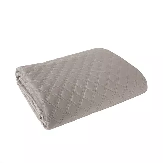 Narzuta dekoracyjna VELVI 220x240 pikowana w geometryczny wzór szarobeżowa