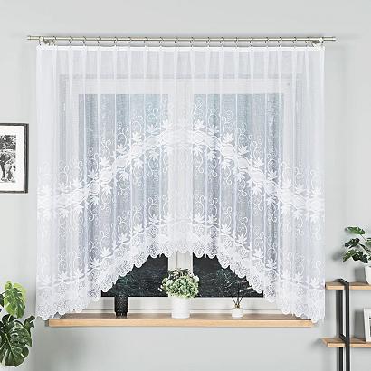 Firanka żakardowa gotowa na żabki JOWITA 300x160 biała