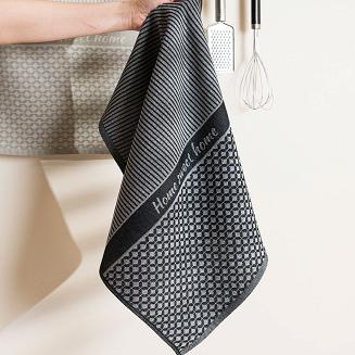 Ścierka kuchenna bawełna egipska SWEET HOME 50x70 geometryczny wzór czarna