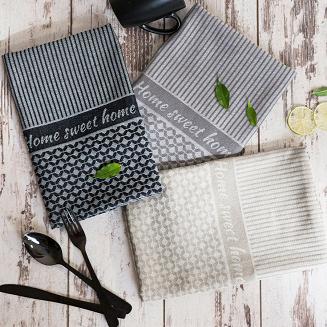 Ścierka kuchenna bawełna egipska SWEET HOME 50x70 geometryczny wzór czarna