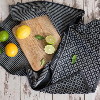 Ścierka kuchenna bawełna egipska SWEET HOME 50x70 geometryczny wzór czarna