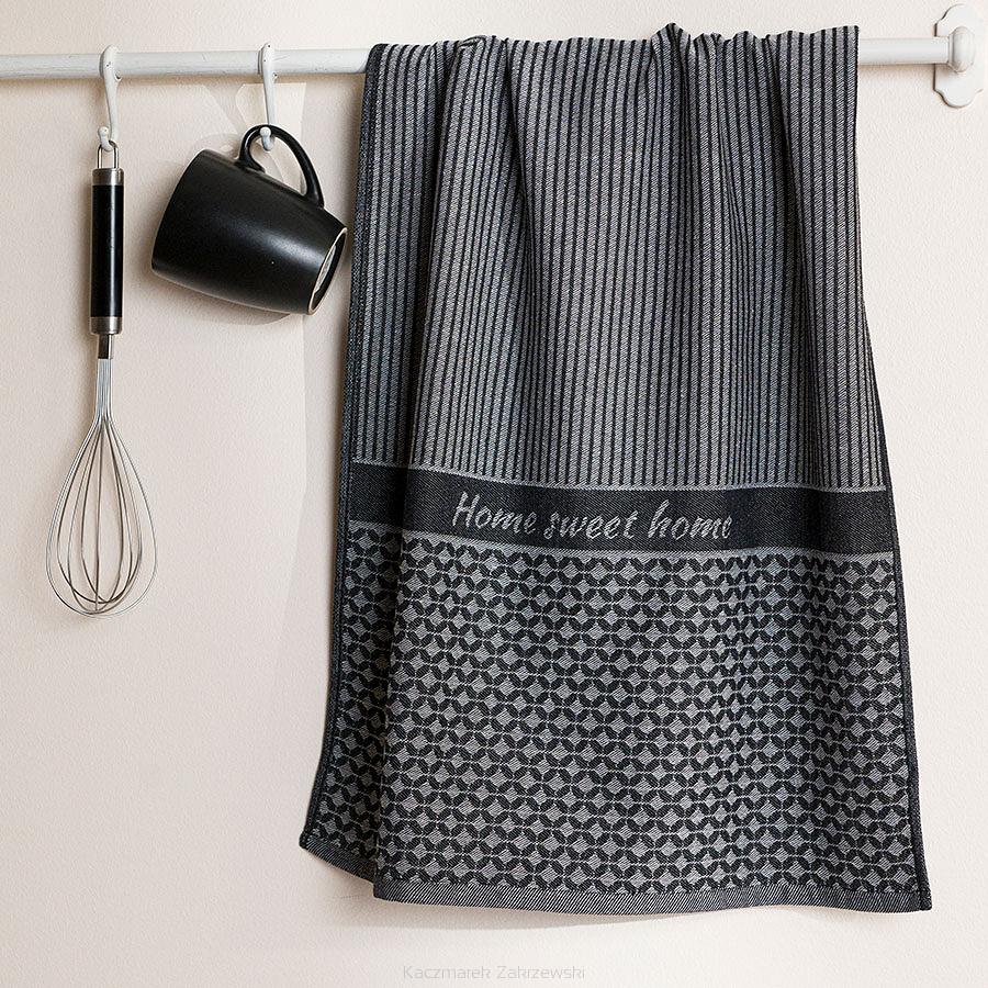Ścierka kuchenna bawełna egipska SWEET HOME 50x70 geometryczny wzór czarna