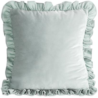 Poszewka dekoracyjna BRENDA1 45x45 Eurofirany szałwiowa welwetowa zdobiona falbanami