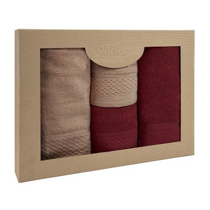 Komplet ręczników 4 częściowy Solano Darymex beżowy bordowy