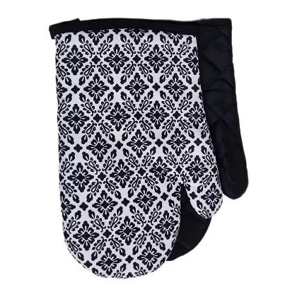 Rękawice kuchenne 18x27 z magnesem 2 szt. białe czarne ornamenty