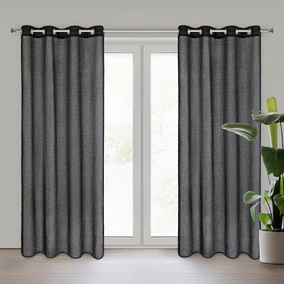 Zasłona gotowa na przelotkach AGIS 140x250 Eurofirany czarna z puszystym włoskiem