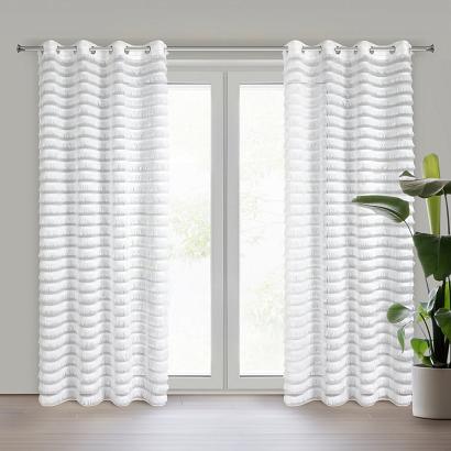 Firana gotowa na przelotkach DANA 140x250 Eurofirany biała z frędzlami