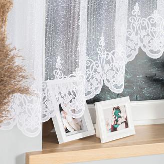 Firanka żakardowa gotowa na żabki ŻANETA 450x155 biała