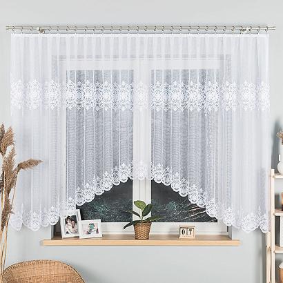 Firanka żakardowa gotowa na żabki ŻANETA 450x155 biała