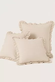 Poszewka do pościeli z falbanką RUFFY PREMIUM 50x70 jasnobeżowa