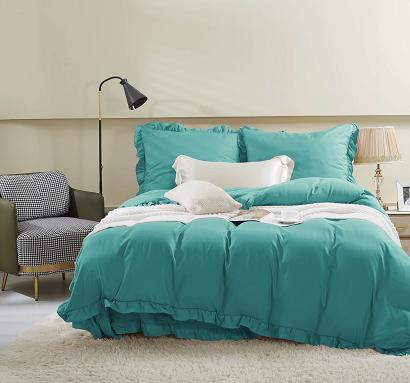 Pościel Ruffy 220x200 turkusowa z falbanką