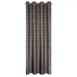 Zasłona gotowa na przelotkach LAURA 140x250 Eurofirany czarny/złoty