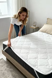 Bawełniany ochraniacz na materac 160x200 MATSAFE pikowany biały