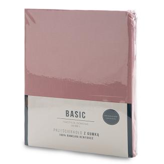 Prześcieradło satynowe z gumką BASIC 180x200x30 Eurofirany pudrowy róż