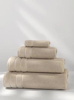 Ręcznik bawełniany o ryżowej strukturze Loren 30x30 beżowy