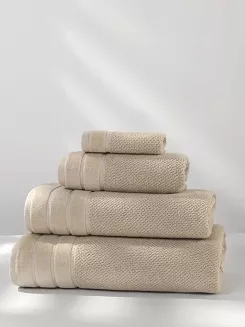 Ręcznik bawełniany o ryżowej strukturze Loren 30x30 beżowy