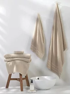 Ręcznik bawełniany o ryżowej strukturze Loren 30x30 beżowy
