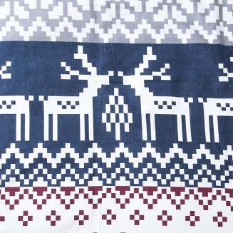 Pościel flanelowa FLANELOVE 140x200 biała bordowa w renifery i groszki