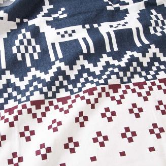 Pościel flanelowa FLANELOVE 140x200 biała bordowa w renifery i groszki