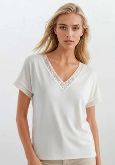 Bluzka damska z dekoltem w serek Flaviana biała