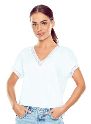 Bluzka damska z dekoltem w serek Flaviana biała