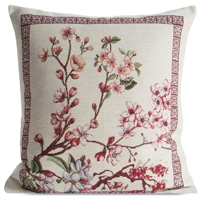 Poszewka dekoracyjna gobelin THAI 45x45 Eurofirany naturalna różowa kwitnąca wiśnia