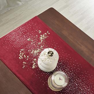 Bieżnik dekoracyjny SHINY 40x180 welurowy czerowny z kryształkami