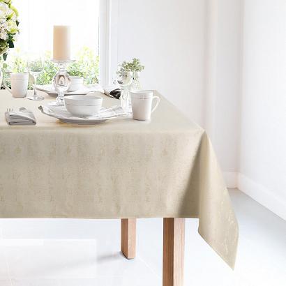 Obrus dekoracyjny SPARKLE 140x220 Eurofirany kremowy ze złotym połyskiem