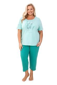 Piżama damska REGINA kod 740 miętowa zielona t-shirt z nadrukiem