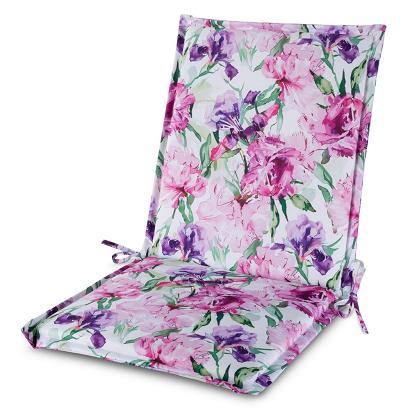 Poduszka na krzesło wodoodporna GARDEN 45x90x3 ogrodowa biała zdobiona motywem roślinnym