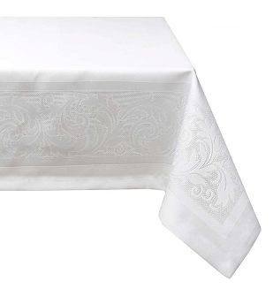 Obrus dekoracyjny LAURA 90x160 plamoodporny biały ornament