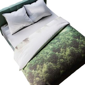 Komplet pościeli FOREST z bawełny satynowej 220x200 zielona biała las puszcza