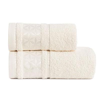 Ręcznik bawełniany PAOLA 70x140 kremowy z bordiurą w rozety