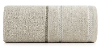 Ręcznik bawełniany z welurową bordiurą w ozdobne paseczki NEL 30x50 Eurofirany beżowy