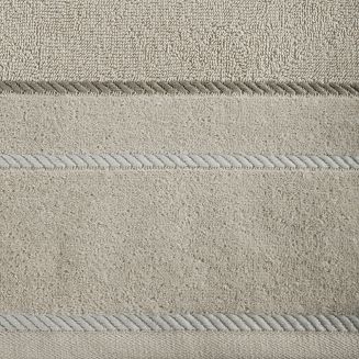 Ręcznik bawełniany z welurową bordiurą w ozdobne paseczki NEL 30x50 Eurofirany beżowy