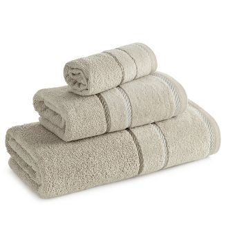 Ręcznik bawełniany z welurową bordiurą w ozdobne paseczki NEL 30x50 Eurofirany beżowy