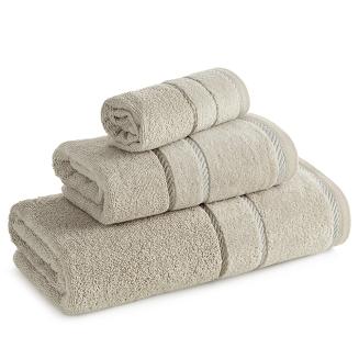 Ręcznik bawełniany z welurową bordiurą w ozdobne paseczki NEL 30x50 Eurofirany beżowy